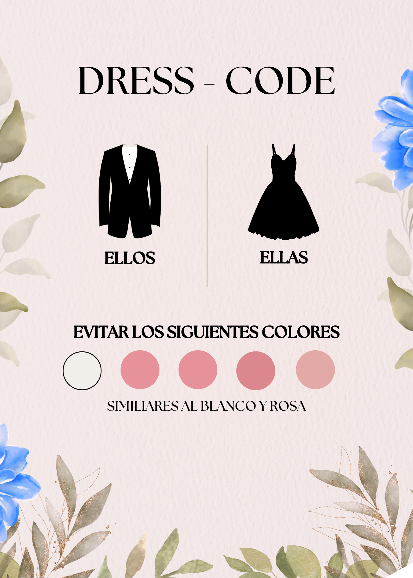 Paleta de colores no permitidos: blanco y rosa
